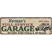 Herman's Full Service Garage Metal Sign 6x18 Rusty Man Cave 106180047211
