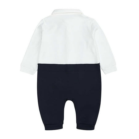 

Fesfesfes Toddler Baby Boys Gentleman Long Sleeved Bodysuit Suit Overalls Gentleman Suit