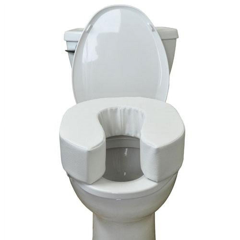 Blue Jay An Elite Healthcare Brand Elevate ME Softly Elevate Foam Toilet Seat Designed | 4 inch Seat Lifter Comfortable Sitting for Elderly Personal Care with Adjustable Hook and Look Closure