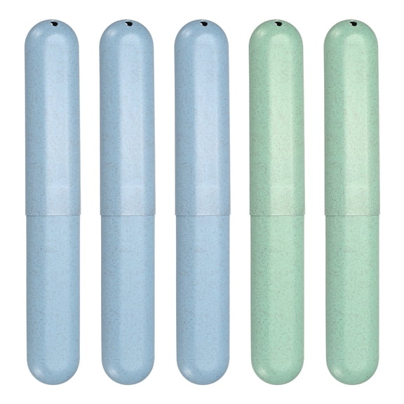 Uxcell 5Pcs PP Travel Toothbrush Case Portable Holder Cover, Tooth Brush Case Protector Container Compact for Tight Bags for (Travel/Home/Camping/Outdoor/Office), Blue/Green