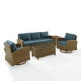 thumbnail image 3 of Patio Swivel Rocker Sofa Set - 5 Piece Outdoor Furniture - NavyWeathered Brown, 3 of 4