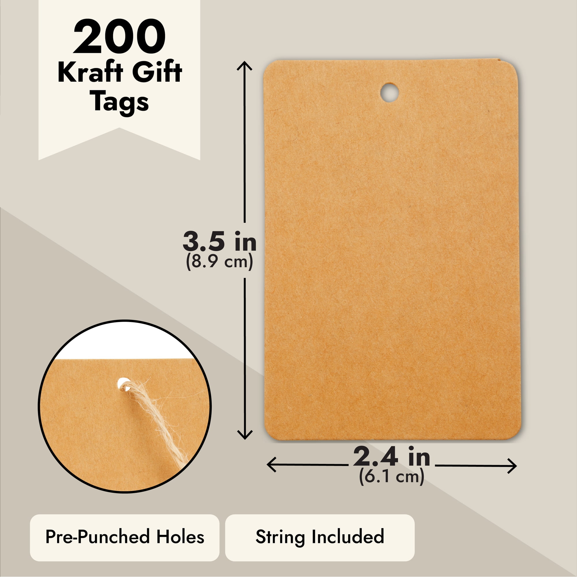 Kraft Paper Gift Tags with String, 500Pcs Blank Writable Tags Natural Twine,  Display Label for Jewelry Clothing Crafts 1.89 1.18 Inches 1.89 1.18