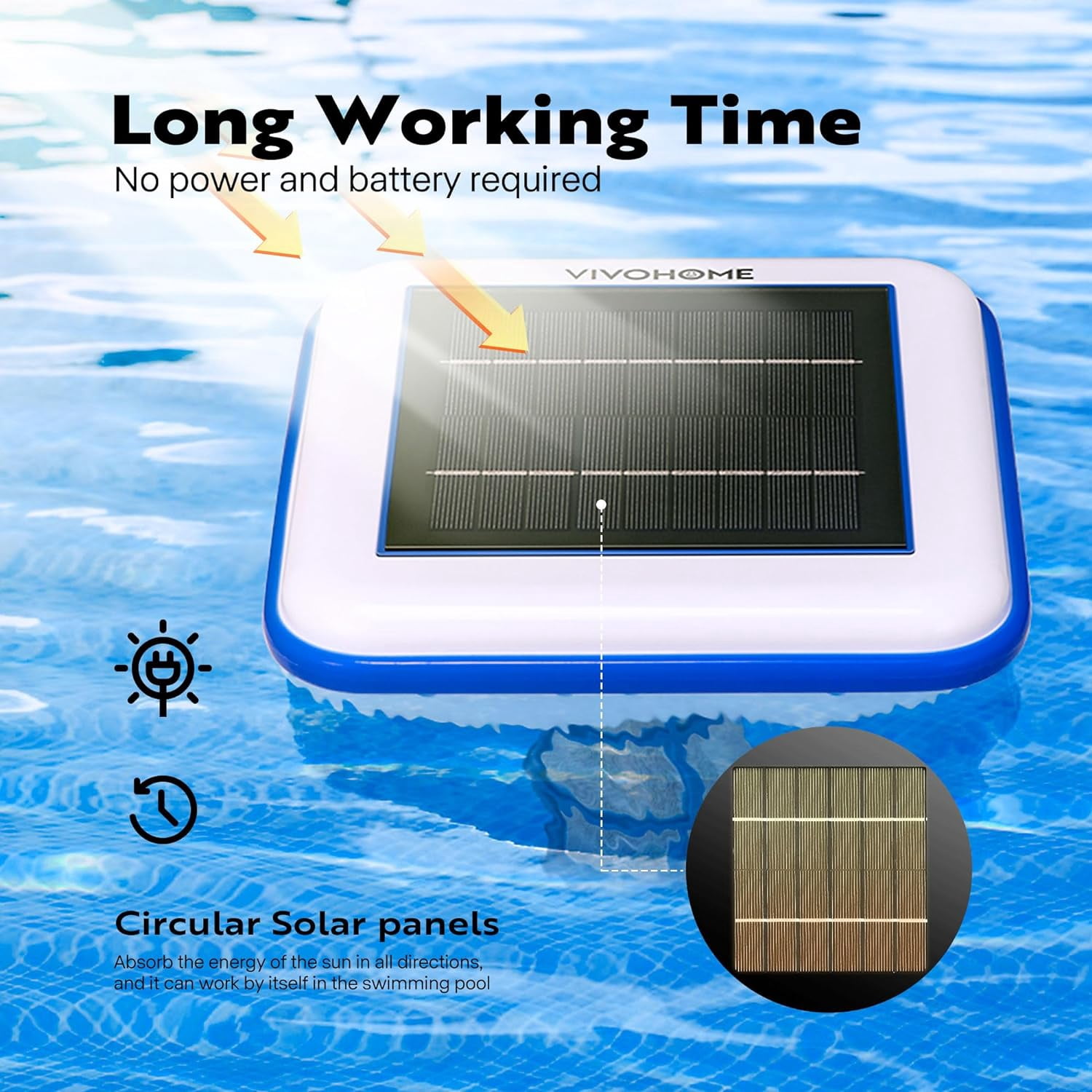 SPECSTAR Solar Pool Ionizer， Sun Shock & Water Purifier Automatic Pool Cleaner Up to 35,000 Gal - Square
