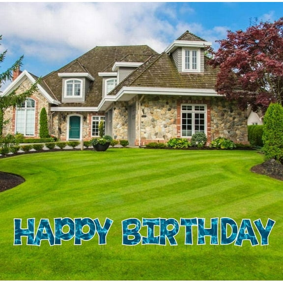Pool Party Themed Happy Birthday Yard Sign Set, 18 in Tall KG Yard Letters, 13 Pcs (13136)