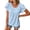 Sky Blue, variant on Round Neck Front Pleated Eyelet Embroidery Tops for Women Pom Trim Flutter Short Sleeve Blouse Loose Casual Summer Top