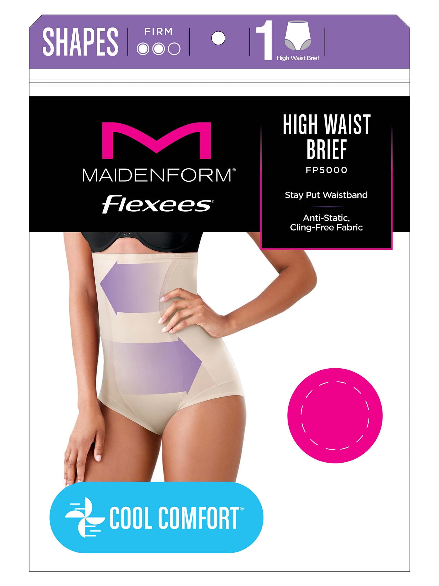 Maidenform Women's Flexees Cool Comfort Firm Control Hi Waist Brief FP5000  