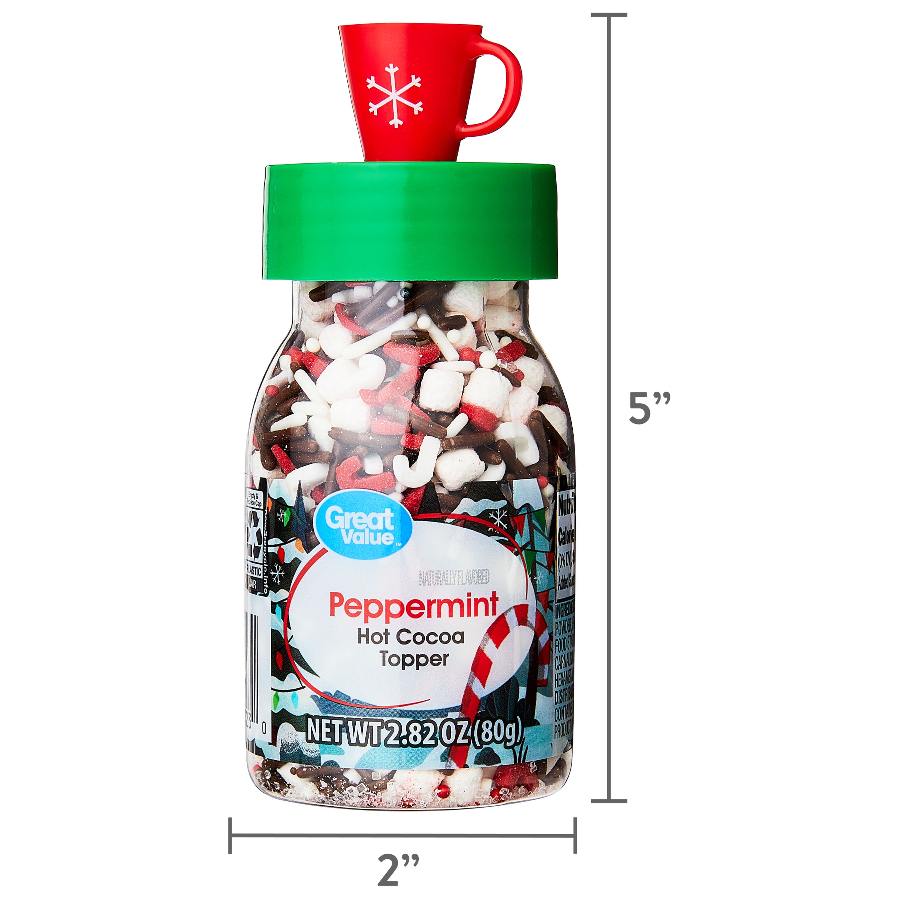 Great Value Peppermint Hot Cocoa Multi-Color Topper Sprinkles, 2.82 oz
