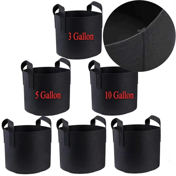 3/ 5 /10gallon Non-woven Growth Bag, Inflatable Fabric Flowerpot, Durable Handle, with 12 Plant Labels.