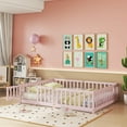 thumbnail image 3 of Alvantor Full Size Floor Bed for Toddler, Solid Wood Floor Bed with Door and Fence Guardrail, Montessori Floor Bed for Boys, Girls, Pink, 3 of 7