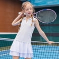 thumbnail image 2 of Byoo Big Girls Sleeveless Polo Shirts Solid Color V-Neck Athletic Kids Tennis Tops Tee Shirt, 2 of 6
