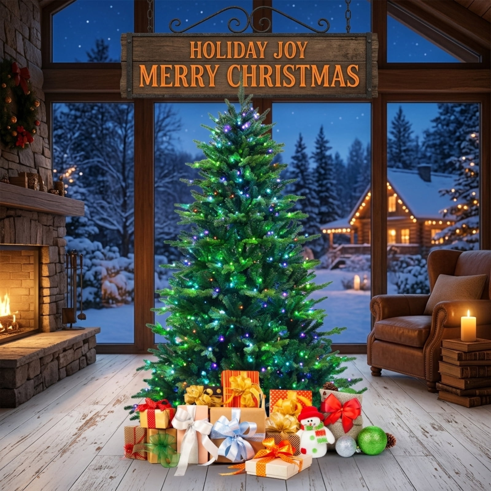 RUIE, 7 ft, Artificial Christmas Tree, with 540 LED Lights, 2324 Branch Tips, Green Holiday Xmas Tree for Indoor Home Office Decoration