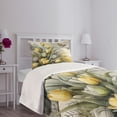 thumbnail image 3 of Ambesonne Yellow Quilted Bedspread Set 2 Pcs, Rustic Farmhouse Tulip Leafy, Twin Size, Pale Mustard Reseda Green, 3 of 4