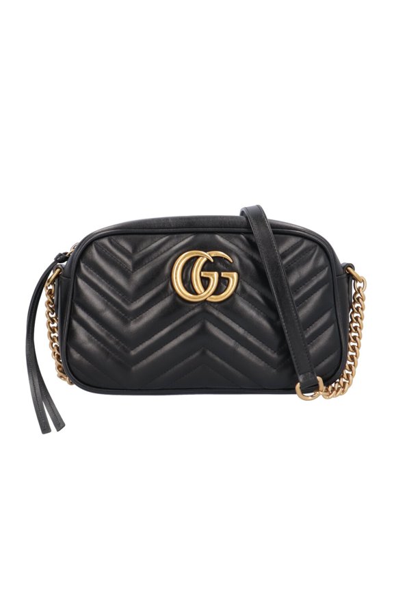 Pre-Owned Gucci GG Marmont Shoulder Bag, Leather 447632, Black, Women's, GUCCI Chain