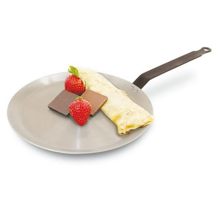 World Cuisine Stainless Steel Paella Pan - Paderno World Cuisine Crepe Pan, Blue Carbon Steel, DIA 8 5/8