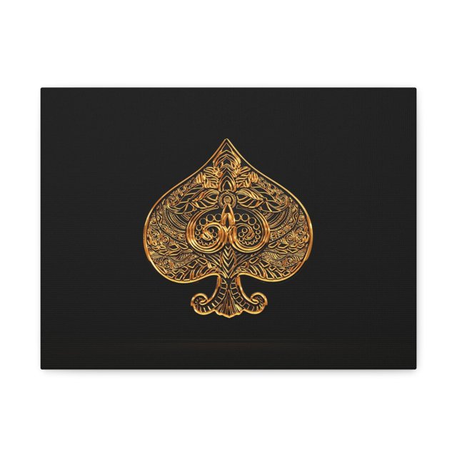 3D Gold Spades Playing Card Canvas Wall Art for Home Decor Ready-to-Hang