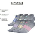 thumbnail image 2 of Adidas Women's Superlite No Show Socks 6-Pair, Onix Grey/Grey/Lucid Pink, Medium, 2 of 5