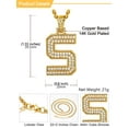thumbnail image 3 of FindChic Big Initial Necklace for Women Men 14K Gold Plated Cubic Zirconia Letter S Pendants Jewelry Gifts for Birthday Christmas, 3 of 9