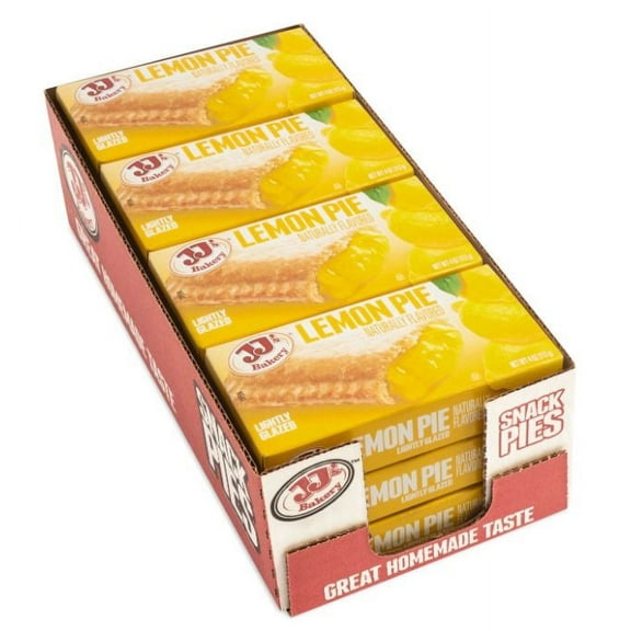 JJ's Bakery Lemon Pie Snack Pies, Individual Dessert, Fresh-Baked, Nut-Free, Kosher Parve, 4 Oz Each (Case of 48)
