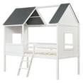 thumbnail image 2 of Gymax Twin Low House Bed Wooden Loft Bed with Ladder Roof Windows Slatted Support, 2 of 10