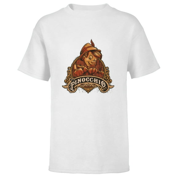 Disney Pinocchio Character Poster - Short Sleeve T-Shirt for Kids - Customized-White