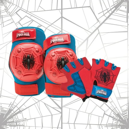 Bell Marvel Spider-Man Protective Pad and Glove Set, Red/Blue