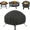 thumbnail image 1 of 1 Pack, 210D Black Round Fire Pit Cover Patio Table Cover Garden Waterproof Fire Covers, 1 of 5