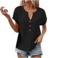 thumbnail image 2 of Delliss Womens Summer Tops Basic Short Roll-Up Sleeve Shirts Casual V Neck T Shirt Comfy Trendy Tees Black XXL, 2 of 6