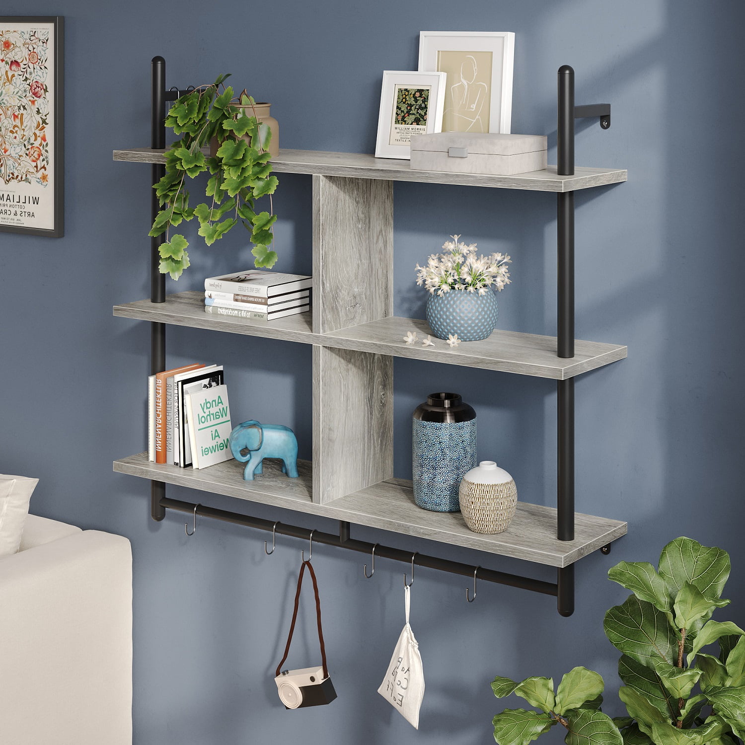 Bestier 31 Kitchen Wall Shelves 3-Tier Floating Shelves for Bathroom,  Bedroom, Rustic Brown