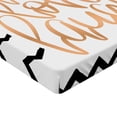 thumbnail image 2 of Ambesonne Live Laugh Love Fitted Sheet 2 Pcs Set, Chevron Art, Twin XL, Black White and Peach, 2 of 3