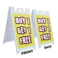 thumbnail image 2 of A-frame Sidewalk Buy 1 Get 1 Free 24" x 36" Double Sided A-Frame Sidewalk Sign, Includes 2 Installed Vinyl Decals | Foldable Portable White Signicade Sandwich Board Signs, 2 of 5