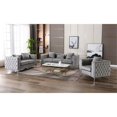 thumbnail image 2 of Bowery Hill Gray Velvet Fabric Sofa Loveseat Chair Living Room Set, 2 of 11