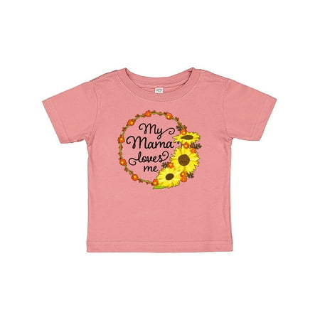 

Inktastic My Mama Loves Me with Sunflower Wreath Gift Baby Boy or Baby Girl T-Shirt