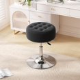 thumbnail image 2 of WLTER Mid-Century Velvet Tufted Makeup Ottoman Stool, Modern Big Size Swivel Round Adjustable Vanity Stool Chair for Living Room Bedroom, Black, 2 of 9