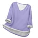 thumbnail image 1 of MHFRRA Camiseta Informal de Manga Larga con Cuello En V para Mujer. Camiseta Básica Cómoda para Uso Diario y Relajación. Ideal para Todas Las Estaciones. Combina Perfectamente con Jeans. Púrpura Claro, 1 of 4