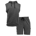 thumbnail image 4 of Aofany Mens Short Sets 2 Piece Outfits Sleeveless Workout Hoodies and Drawstring Casual Track Shorts Sets Loose Fit Summer Tracksuit, 4 of 4