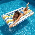 thumbnail image 6 of Inflatable Water Lounge Float with Non Bottom, Portable Oversized Floating Mat Chair for Pool Lake Beach and Water Relaxation(Yellow,133x71cm), 6 of 6