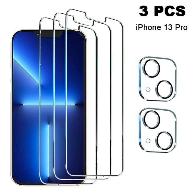 Protecteur d'Écran en Verre pour iPhone13, iPhone 13 Pro, iPhone 13 Pro Max Protecteur d'Objectif de Caméra, Film en Verre Trempé Plein Écran, HD - Sans Bulles - Résistant aux Rayures