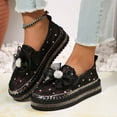thumbnail image 5 of XDDST Casual Shoes for Women's Platform Rhinestones Glitter Sneakers Fashion Cute Bow Comfy Breathe Canvas Hand Stitching Slip On Casual Walking Flat Loafers, 5 of 9