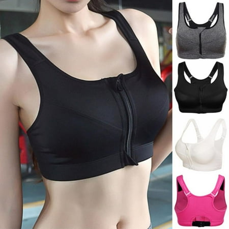 

Feiona Women Zip Front Sports Bra Wireless Post-Surgery Bra Active Yoga Sports Bras