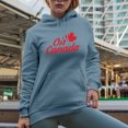 thumbnail image 2 of Distressed Oh Canada - Maple Leaf Art Merch Gift, Light Blue Hooded Sweatshirt or Hoodie, Medium, 2 of 5