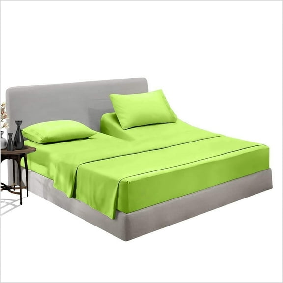 Top Split Head Flex Sheet Set-for Adjustable Bed-4 Pcs -100% Egyptain Cotton 700 Thread Count - 15-Inch Deep Pocket - Queen Size Parrot Green Solid - Split Down 36 inches from The top