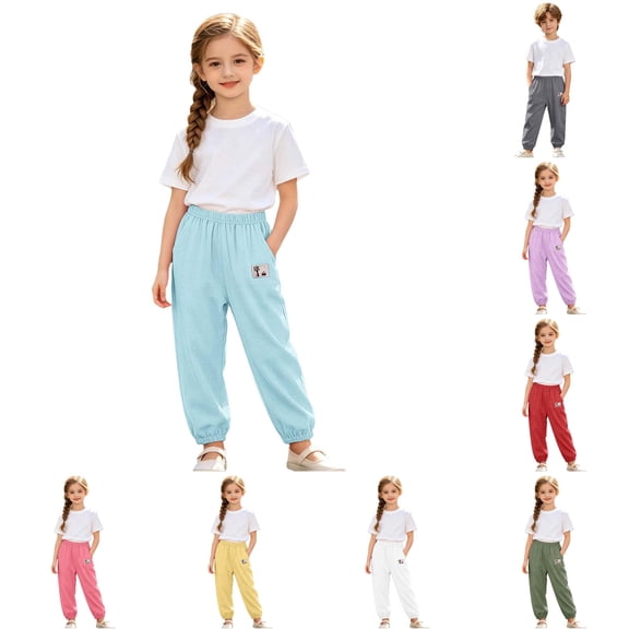 WERYOUNG Lightweight Boys Summer Pants For Kids Solid Color Soft Straight Leg Joggers Trousers For Outdoor Play Trendy Bottom 3-4 Years