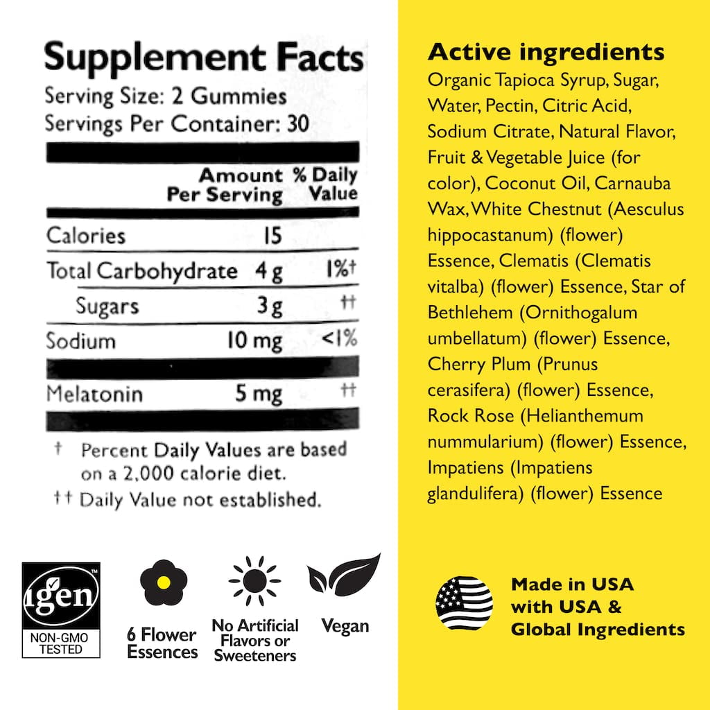 Bach RESCUE PLUS Melatonin Sleep Gummies, Natural Strawberry Flavor, Sleep Aid, Dietary Supplement, Vegan, Gluten-Free, No Artificial Flavors, Colors or Sweeteners, 3 Pack, 180 Count Total