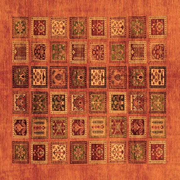 Ahgly Company Indoor Square Abstract Orange Modern Area Rugs, 8' Square