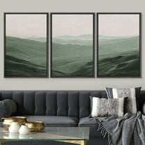 IDEA4WALL Framed Canvas Print Wall Art Set of 3 Rolling Green Mountain Hill Environment Nature Wilderness Cozy Neutral Modern Art Decorative Contemporary Minimal for Rooms - 24"x36"x3 Black