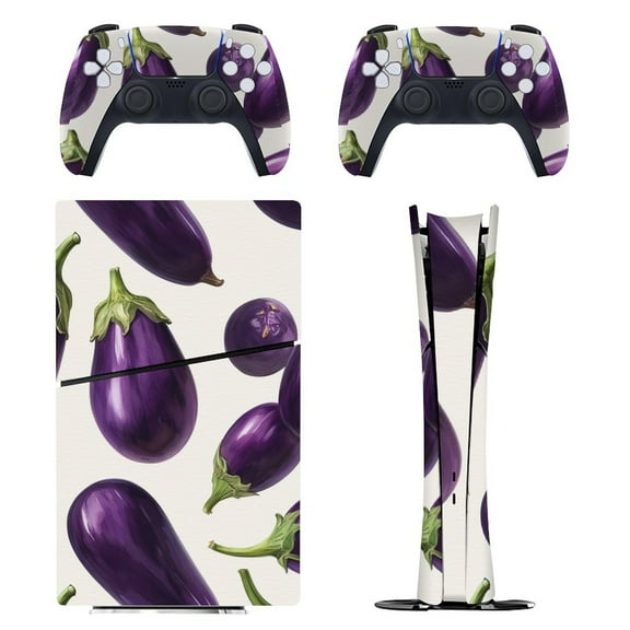 Skin Sticker for PS5 Slim Standard PS5 Pro Disc Digital Edition Console and Controllers Decals for Playstation 5 (Dark Eggplant Pattern ,PS5 Pro Standard)