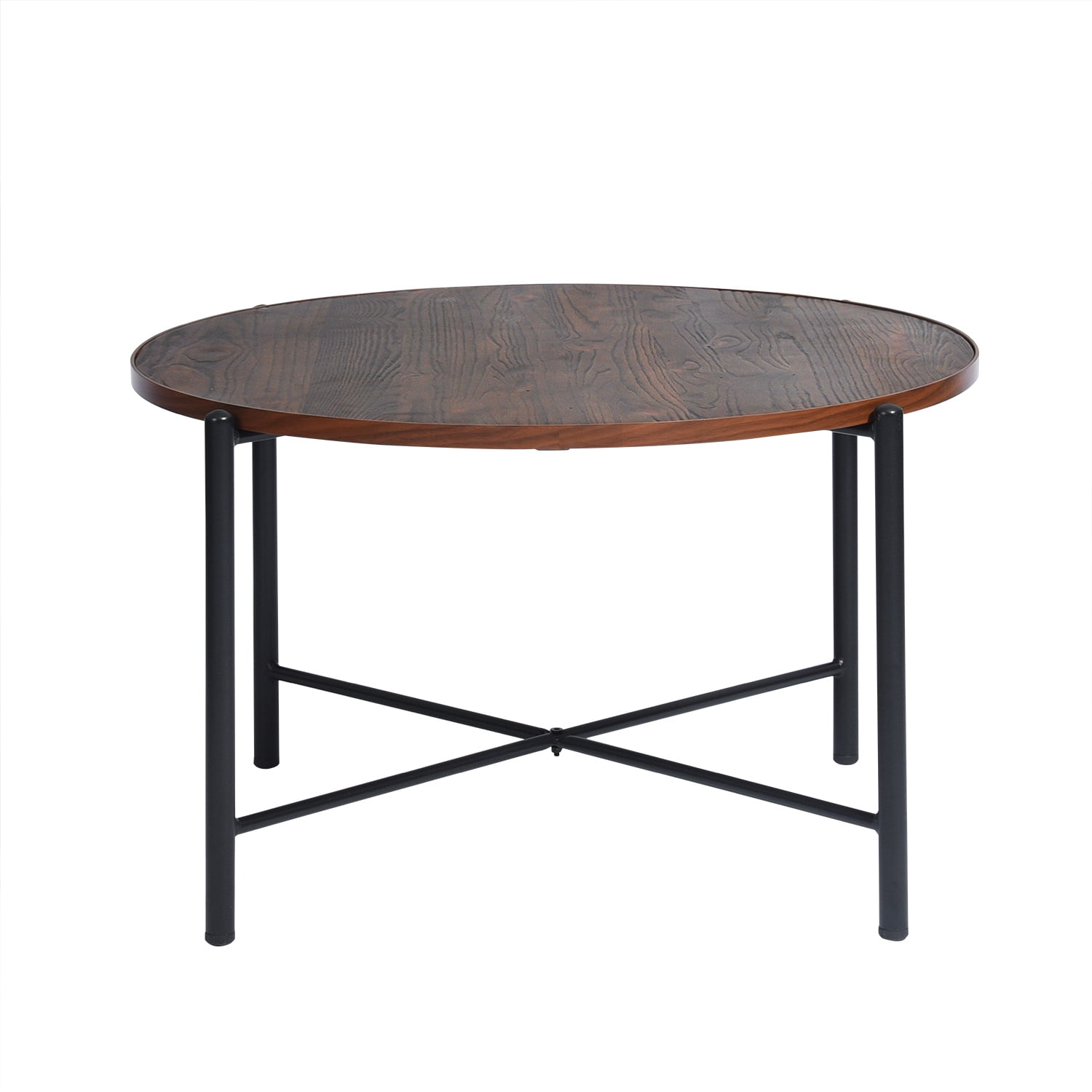 Kepooman Round Coffee Table, Rustic Wooden Surface Top & Sturdy Metal Legs Industrial Sofa Table for Living Room Modern Design Home Furniture Kepooman Round Coffee Table, Rustic Wooden Surface Top & Sturdy Metal Legs Industrial Sofa Table for Living Room Modern Design Home Furniture