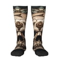 thumbnail image 2 of Picia Women Crew Soft Moisture-wicking Socks Metal Style Horned Skull Pattern Design Cotton Socks, One Size fit All, 2 of 9