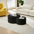 thumbnail image 3 of Kevinplus Modern Round Woden Coffee Table, Matte Black, 3 of 8