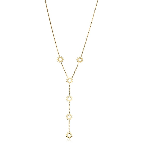 Au Naturale 14k Yellow Gold Sunshine Station Adjustable Length Y Necklace for Women (adjusts to 17 or 18 inch)